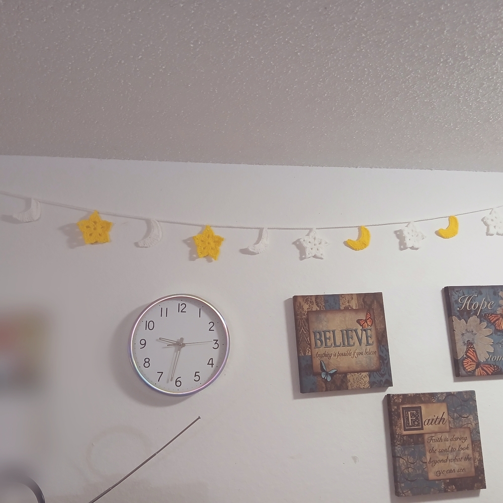 Yellow and White Star and Moon Garland